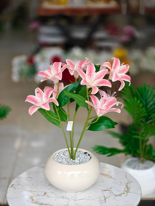 Lys artificielles pot en verre 50 cm