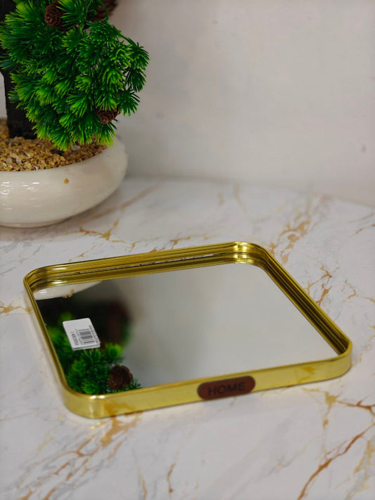 Plateau miroir caré 20 cm.
