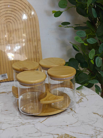 Porte épices rotatif 4 bocaux