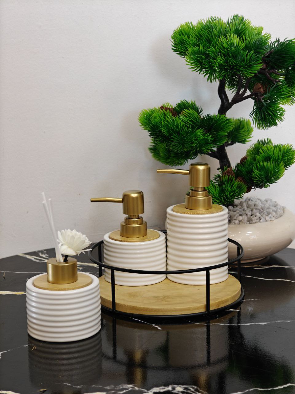 Set de bain 3 pcs + support