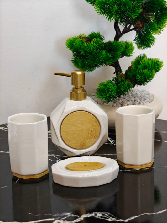 Set de bain blanc et bambou