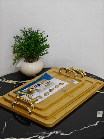 Plateau rectangulaire bambou bras doré