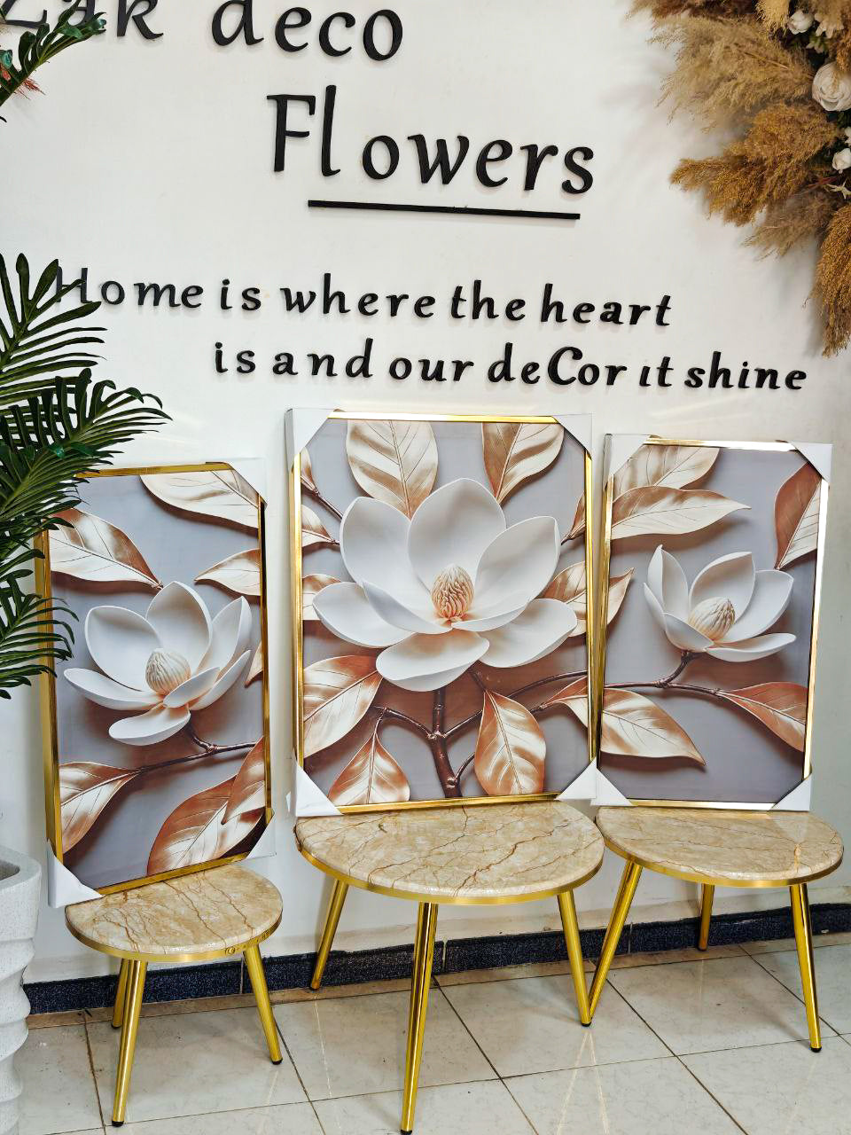 Cadre fleur 3 pièces 1.40m / 70 cm