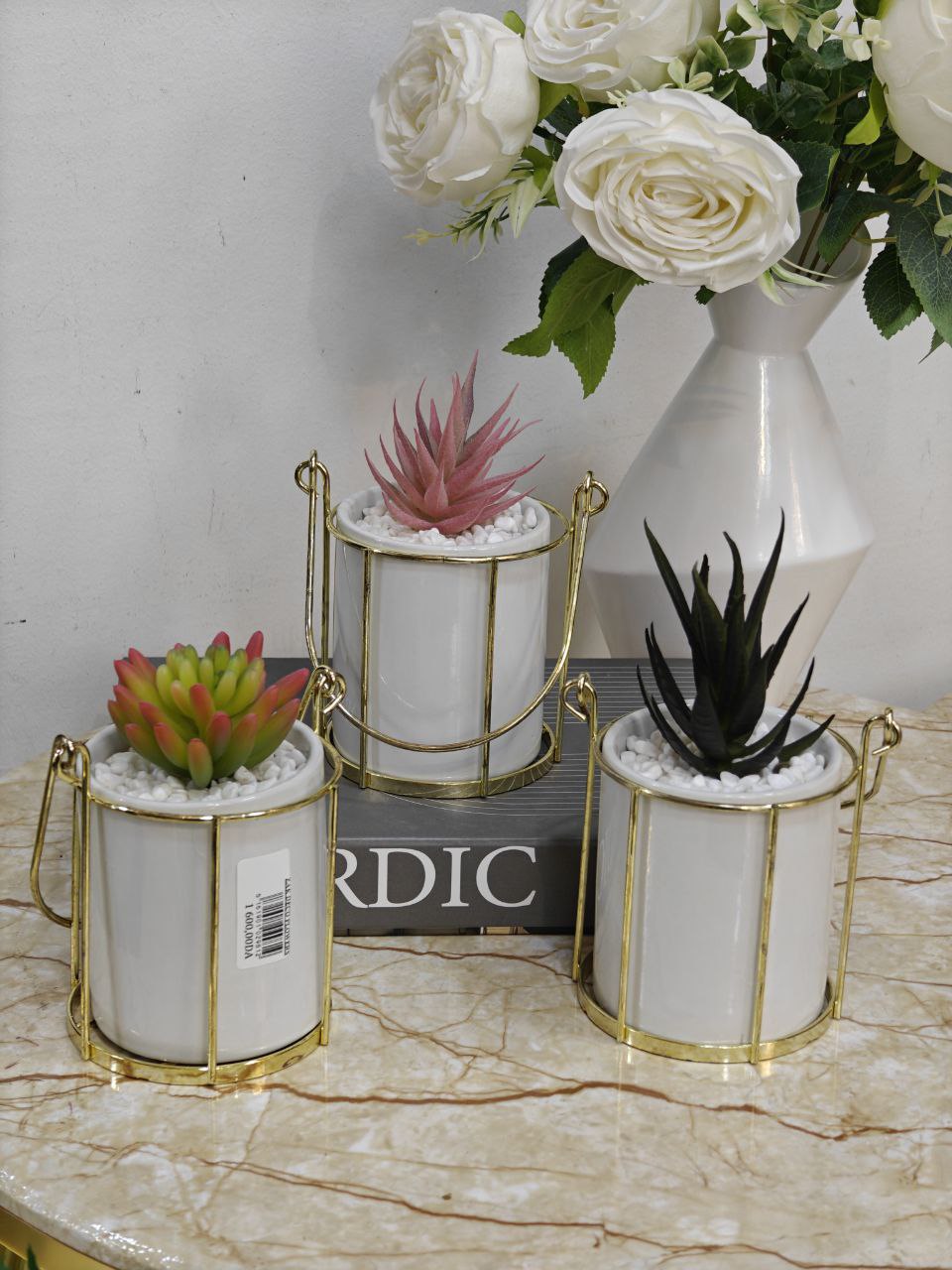 Plante artificielle support doré