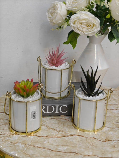 Plante artificielle support doré