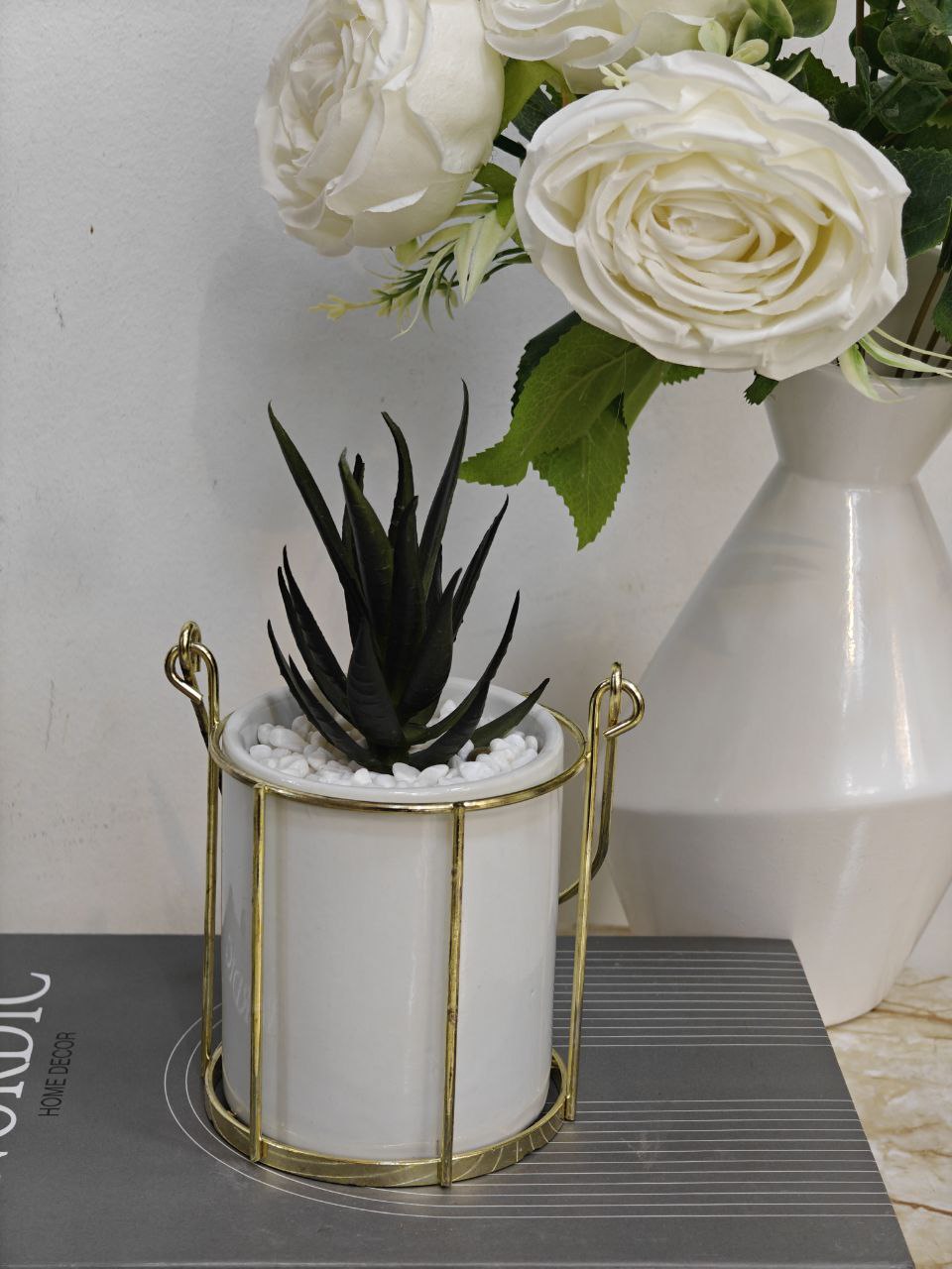 Plante artificielle support doré