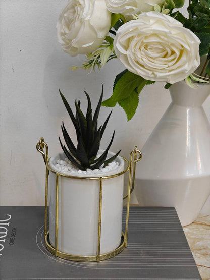 Plante artificielle support doré