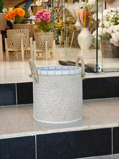 Panier a linge beige clair