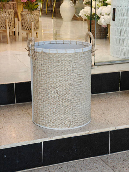 Panier a linge beige clair