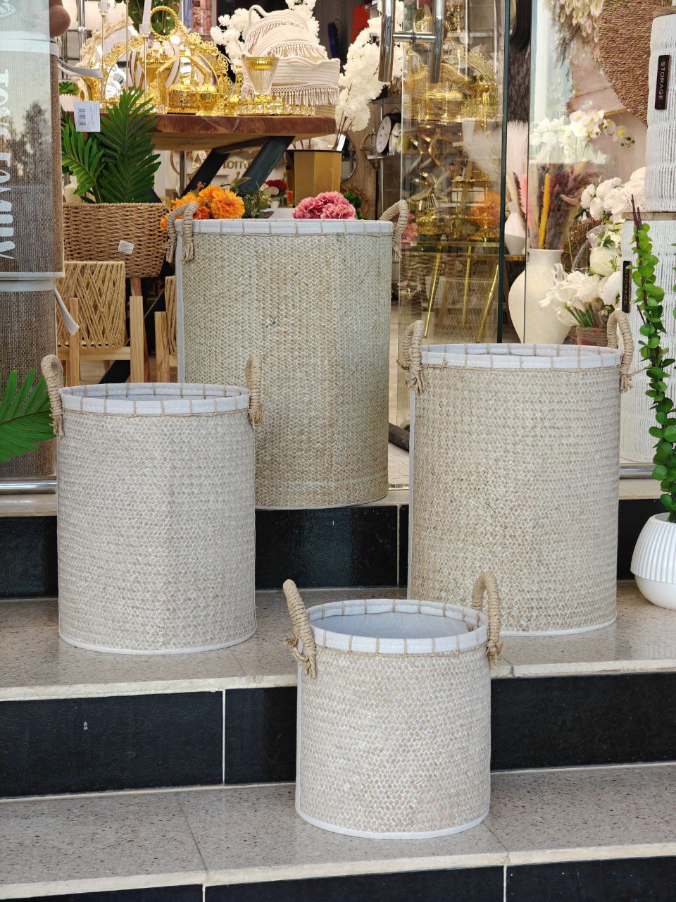 Panier a linge beige clair