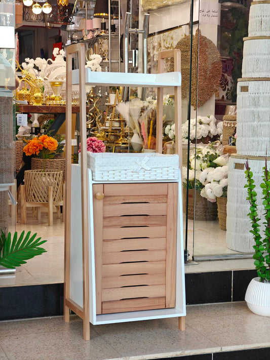 Meuble salle de bain + une panier bois hêtre