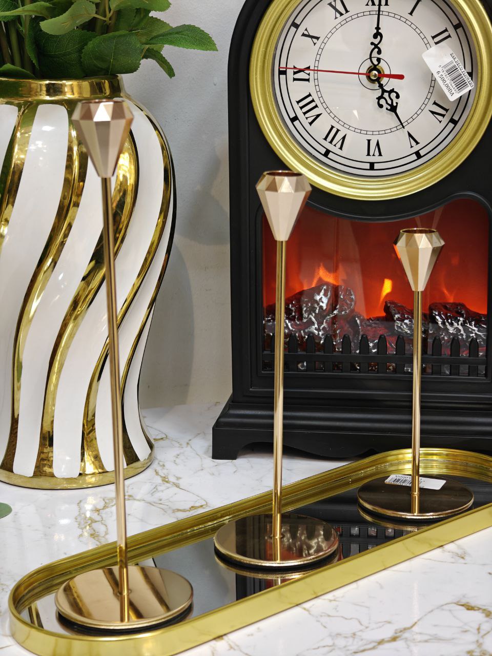 Porte bougie doré inoxydable 3 pcs