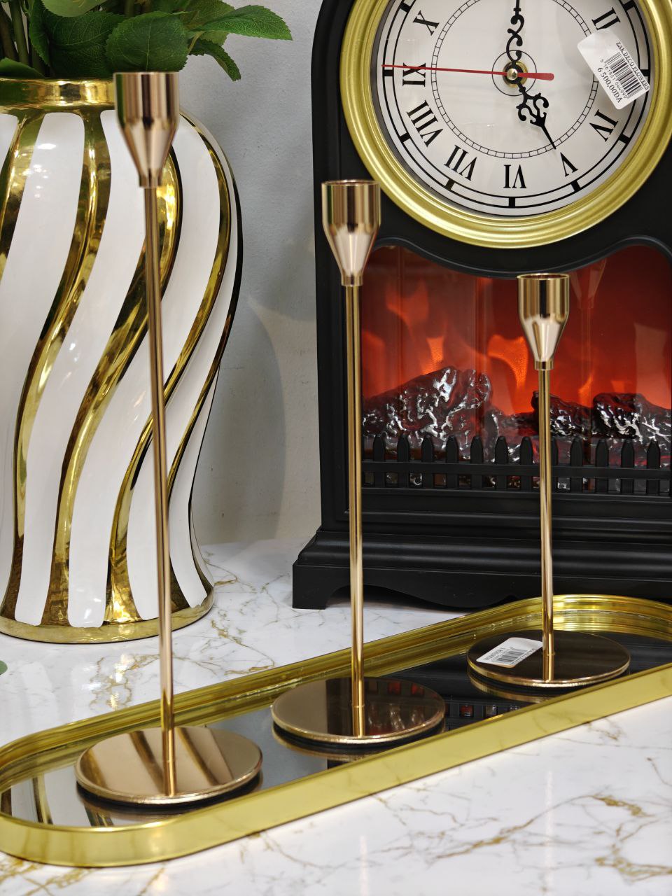 Porte bougie doré inoxydable 3 pcs