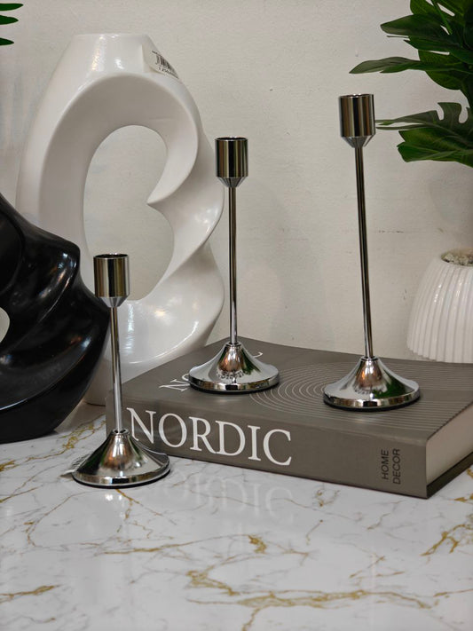 Porte bougie 3 pcs argenté