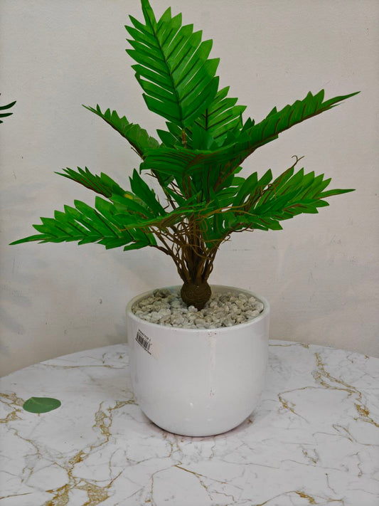 Plante artificielle pot blanc en verre nv
