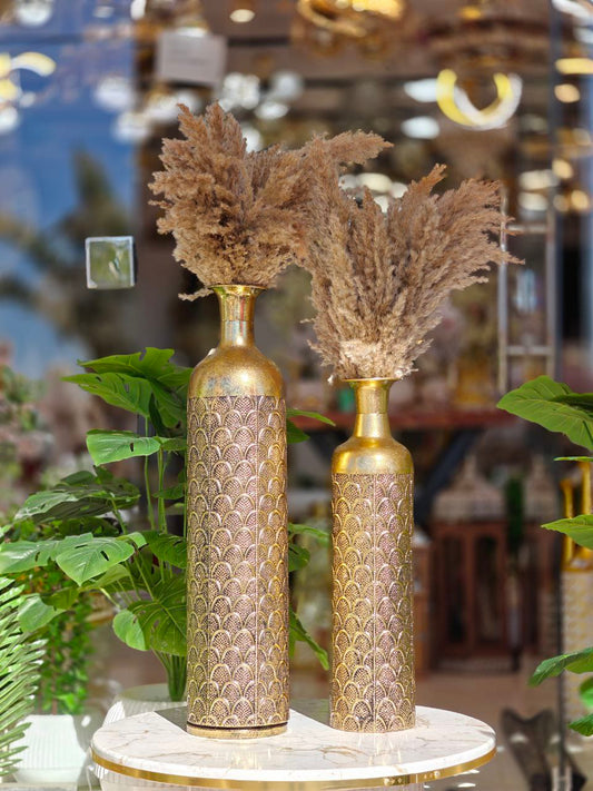 Vase métal doré