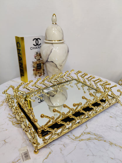 Plateau rectangulaire doré inoxydable