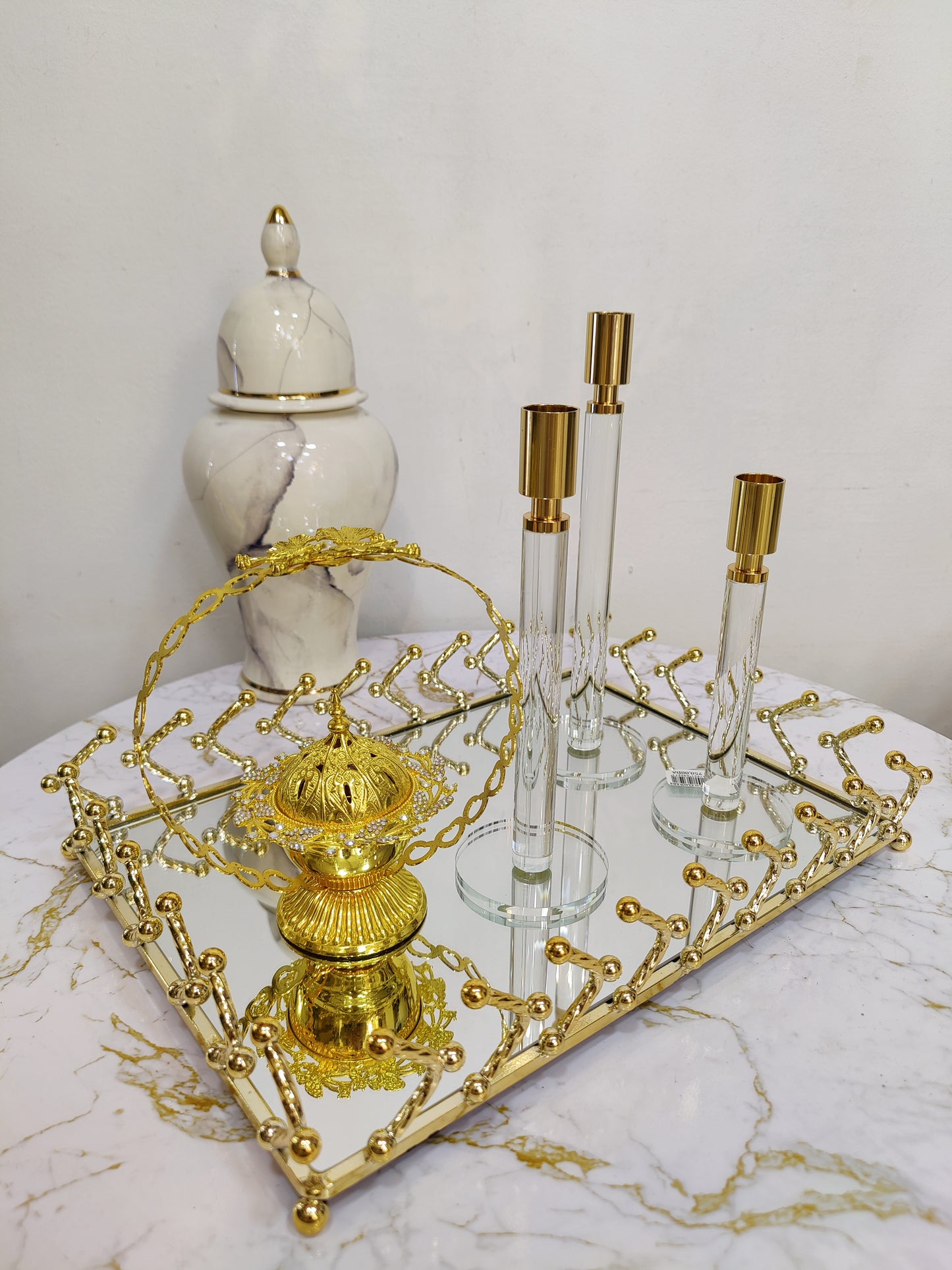 Plateau rectangulaire doré inoxydable