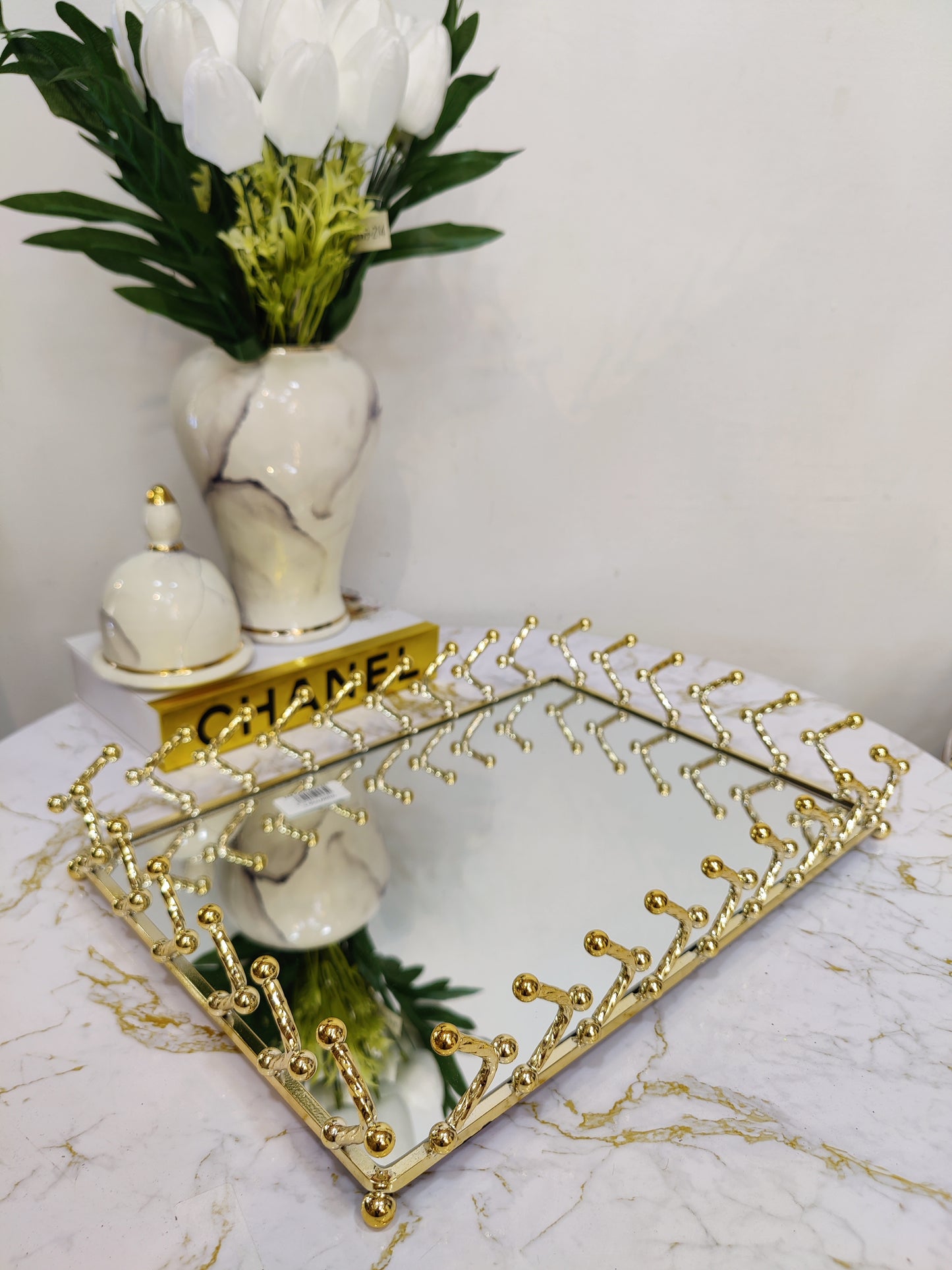 Plateau rectangulaire doré inoxydable