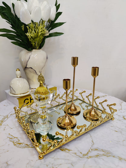 Plateau rectangulaire doré inoxydable