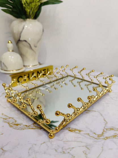 Plateau rectangulaire doré inoxydable