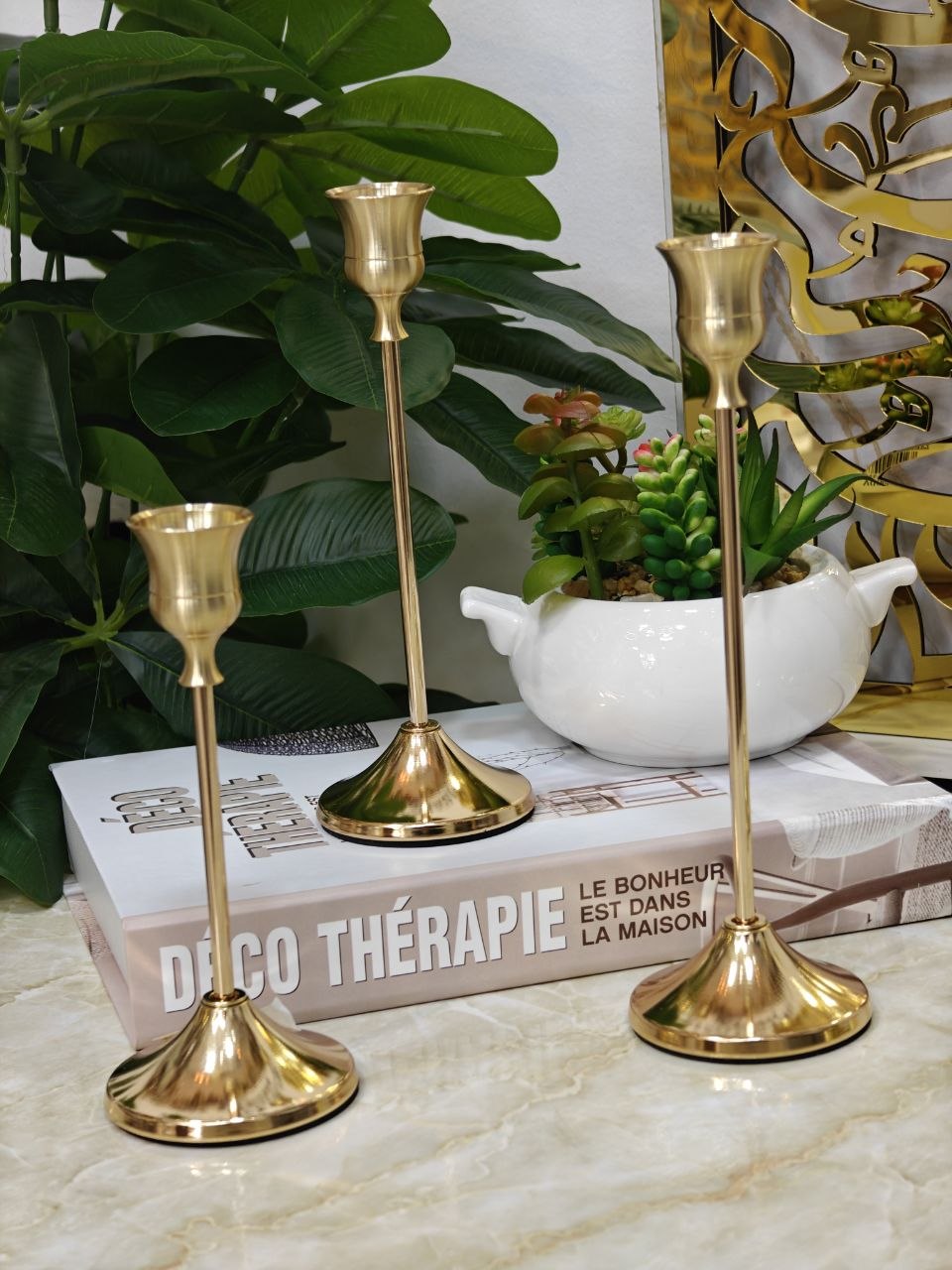 Porte bougie 3 pcs doré