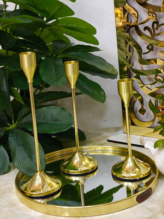 Porte bougie 3 pcs doré