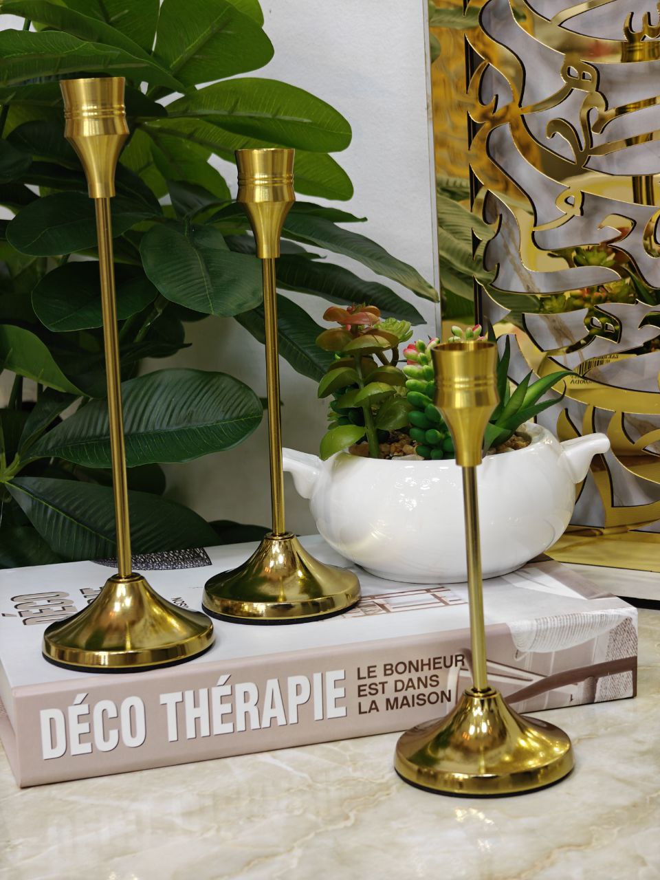 Porte bougie 3 pcs doré