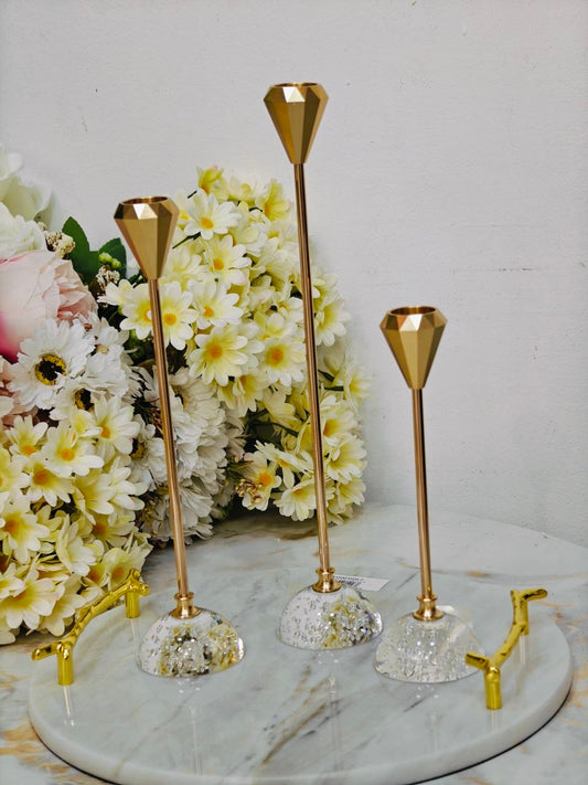 Porte bougie 3 pcs base cristal