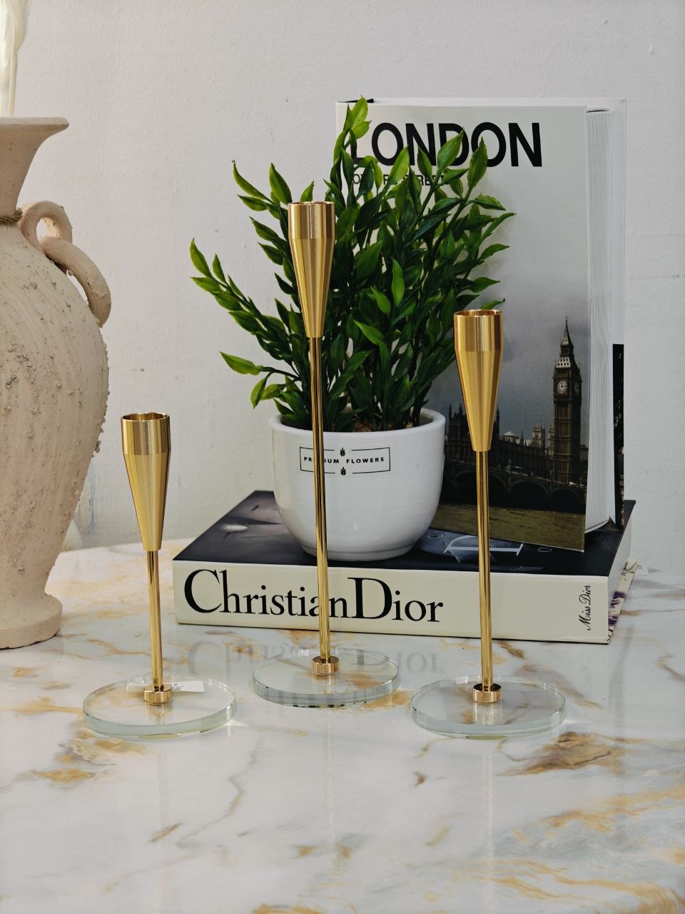 Porte bougie 3 pcs base cristal