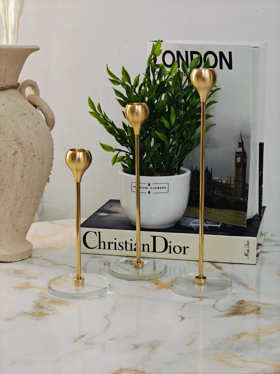 Porte bougie 3 pcs base cristal