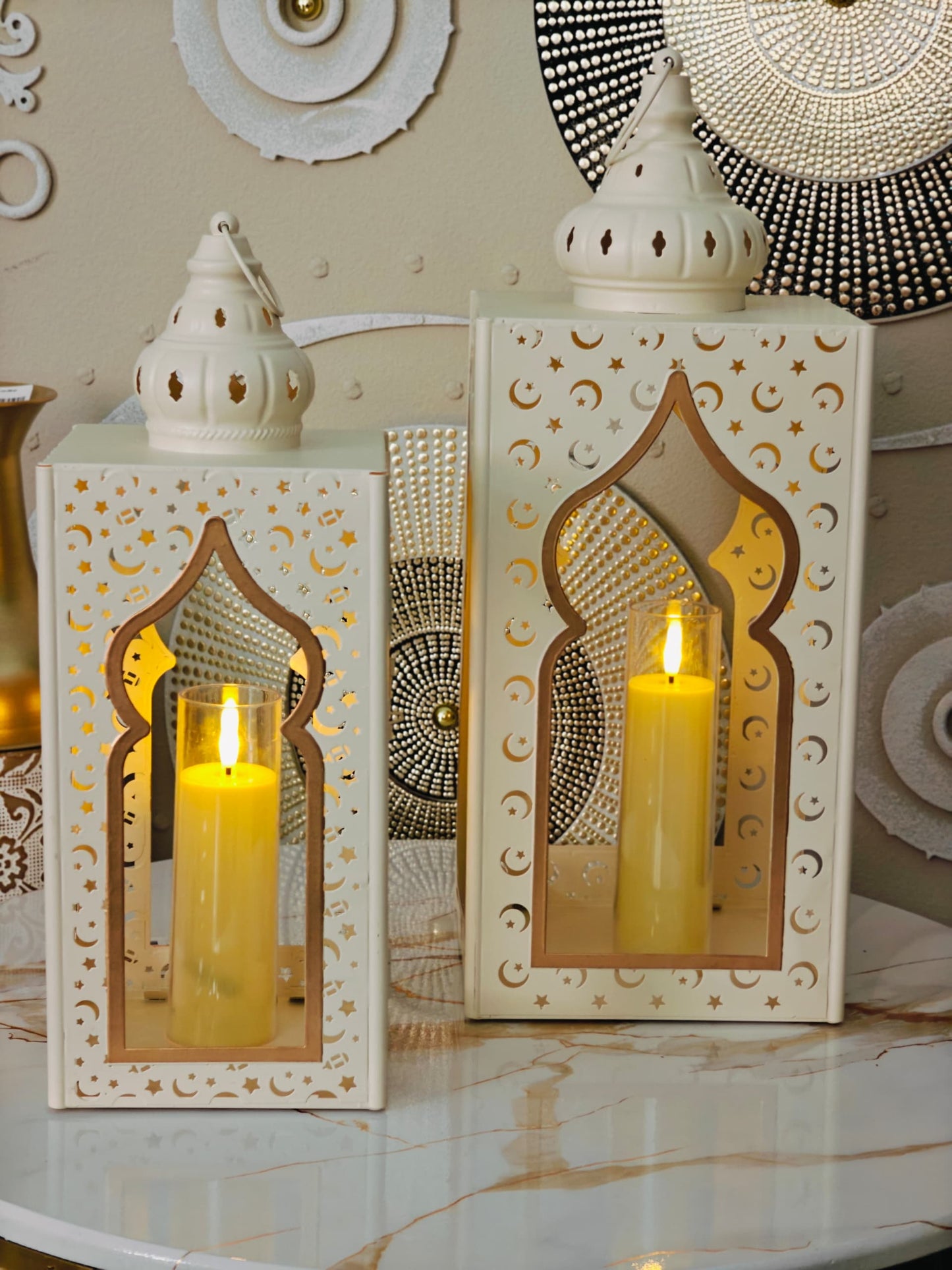 Lanterne blanc grand modèle 2 pièces
