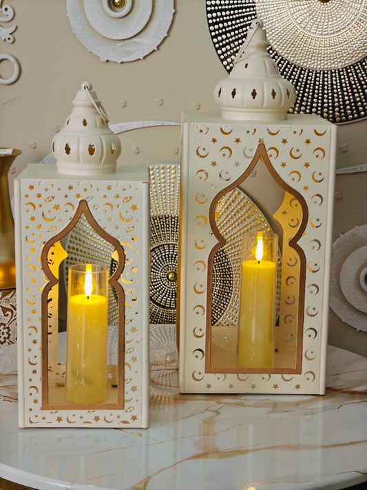 Lanterne blanc grand modèle 2 pièces