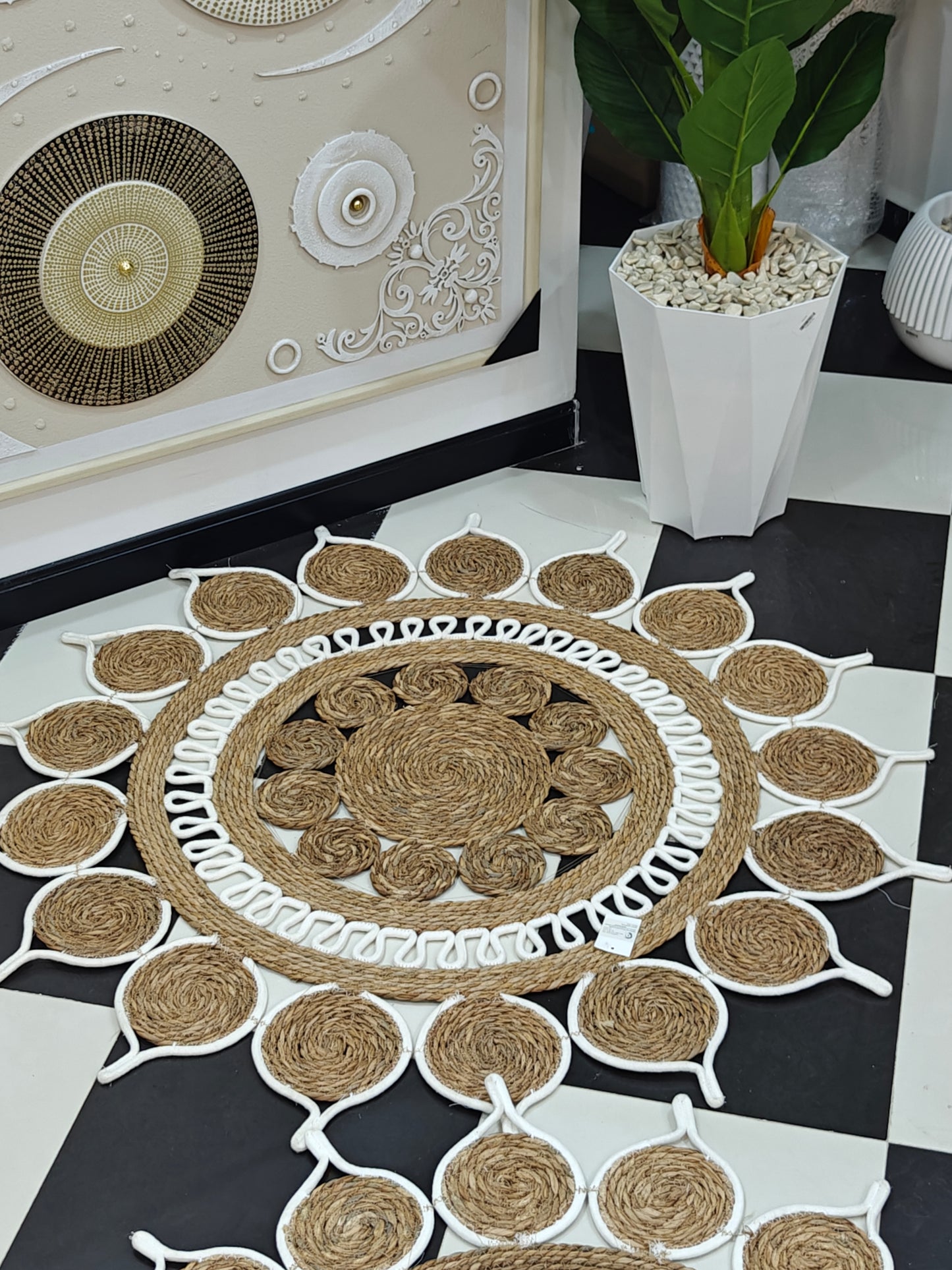Tapis osier fleur