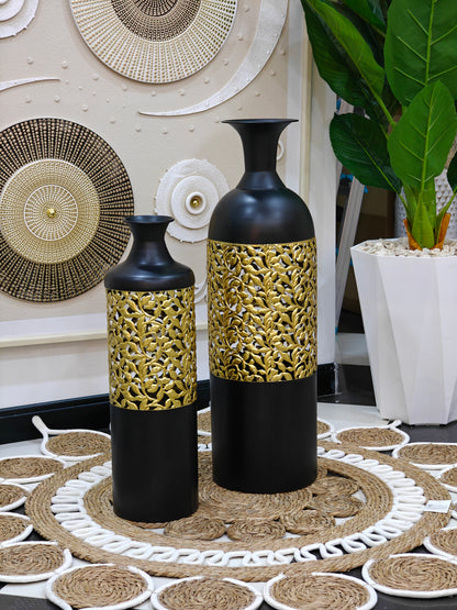 Vase metal noir doré