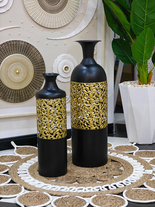 Vase metal noir doré
