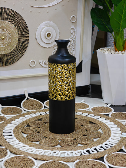 Vase metal noir doré