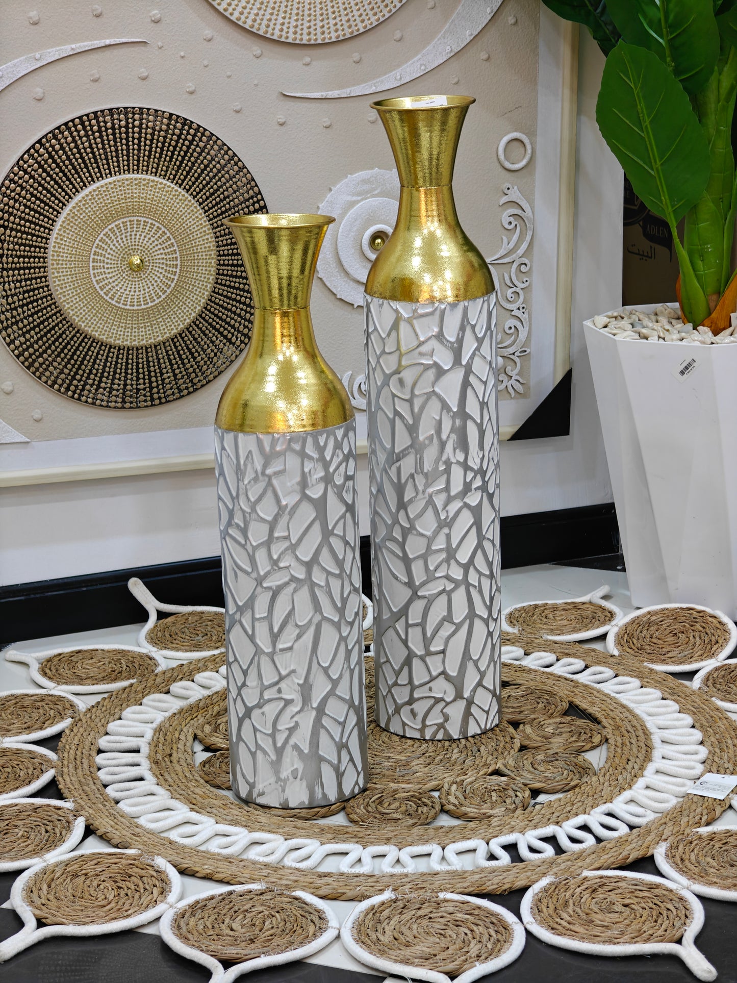 Vase métal marbré