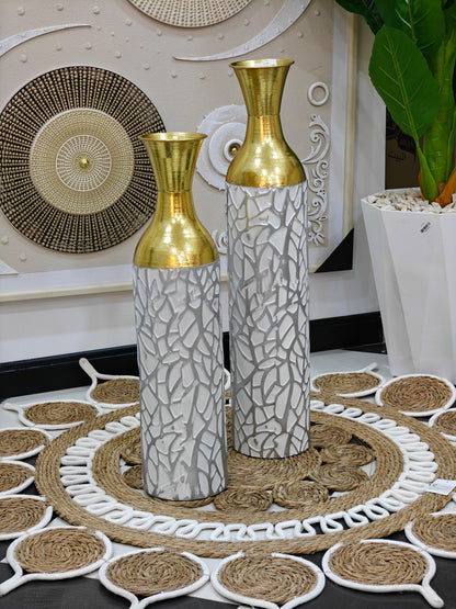 Vase métal marbré