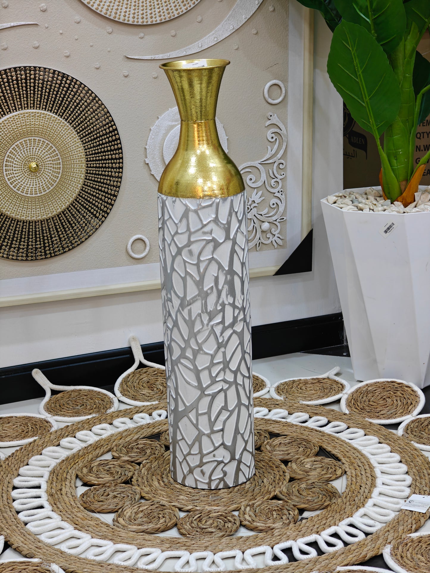 Vase métal marbré