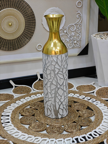 Vase métal marbré