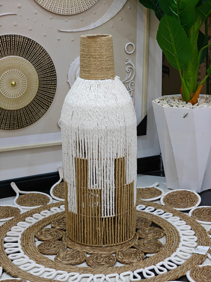 Vase osier blanc,marron