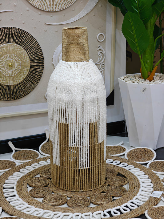 Vase osier blanc,marron