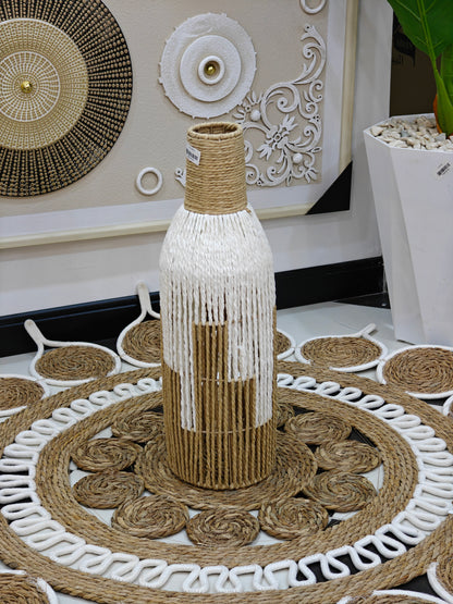 Vase osier blanc,marron