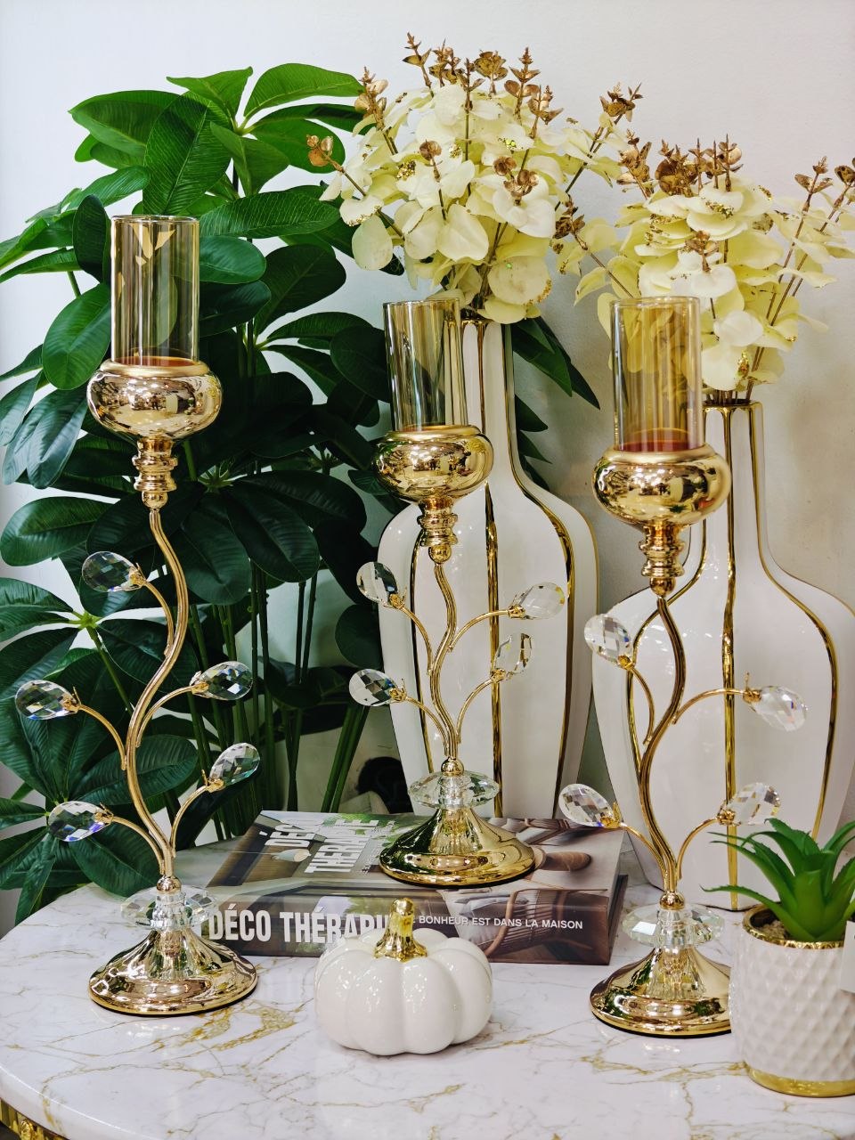 Porte bougie cristal 3 pièces