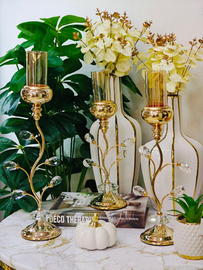 Porte bougie cristal 3 pièces