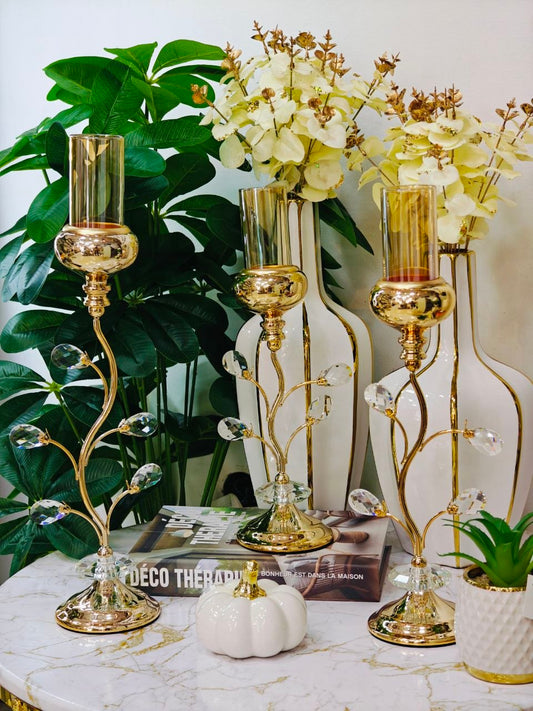 Porte bougie cristal 3 pièces