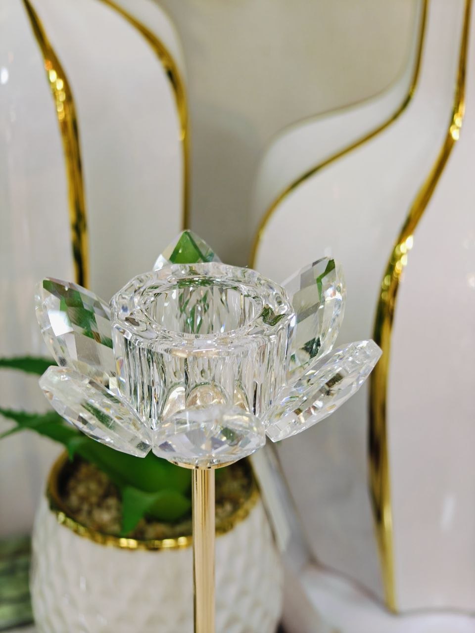 Porte bougie fleur cristal 3 pcs