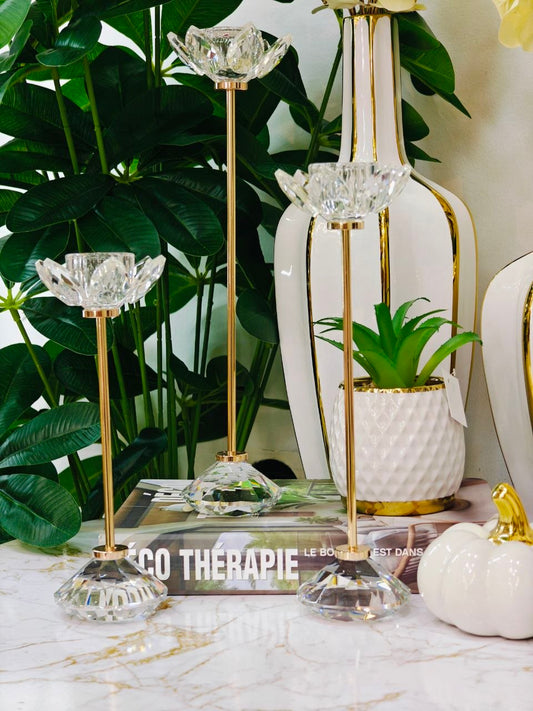 Porte bougie fleur cristal 3 pcs